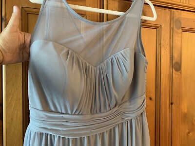 Davids Bridal Grey Bridesmaid Dress Sz 16 Altered To 14 Sheer Fit & Flare  EUC | eBay