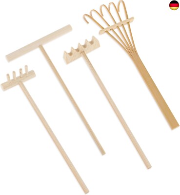 4 Stück Zen Garten Sandkasten, Mini Zen Sand Rechen, Zen Harken Werkzeug Set, 