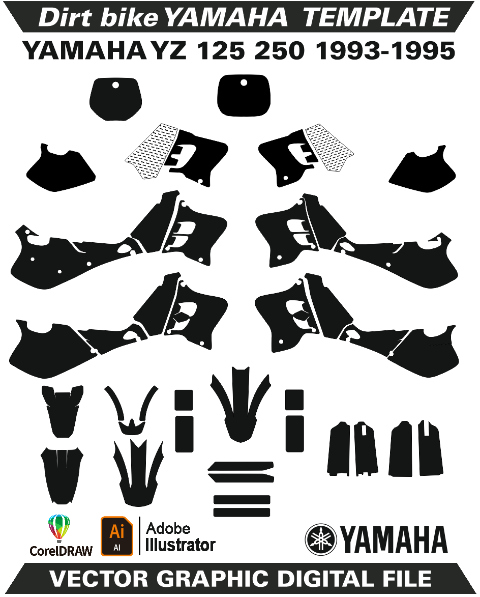 YAMAHA YZ 125 250 1993-1995 Template Vector Format Ai CDR EPS M58