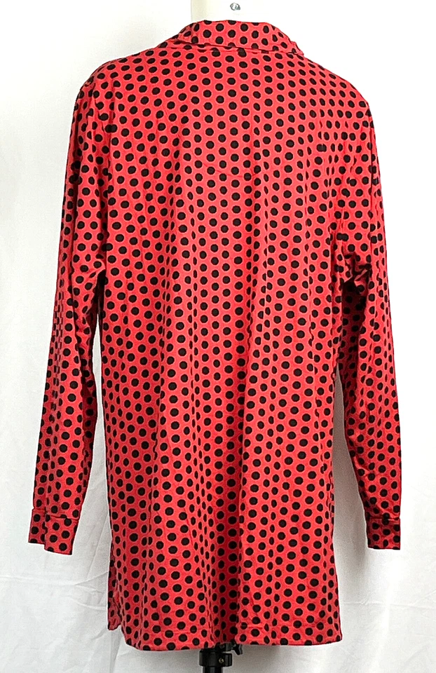 Camisón Cacique Ropa de Dormir Algodón Tejido Rojo Negro Lunares L/S 18/20 Foto 3 de 3