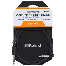 Roland V-Drums Trigger Cable 10ft, Balanced TRS, Angled 1/4" - Straight 1/4"