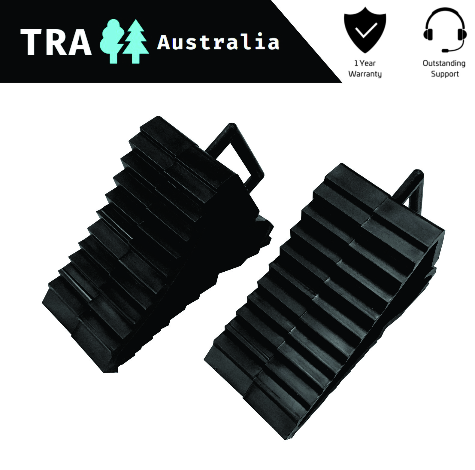 2 x Caravan Wheel Chocks with Handle Boat Camper RV Trailer Accessories