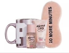 NWT Victoria  s Secret PINK Warm  Cozy Gift Set Body Mist Lotion Sleep Mug Cup