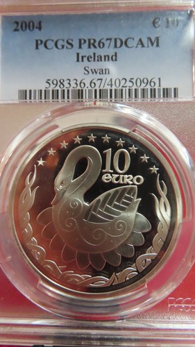 IRELAND. 2004, 10 Euro, Silver - PCGS PR67 - Celtic Swan