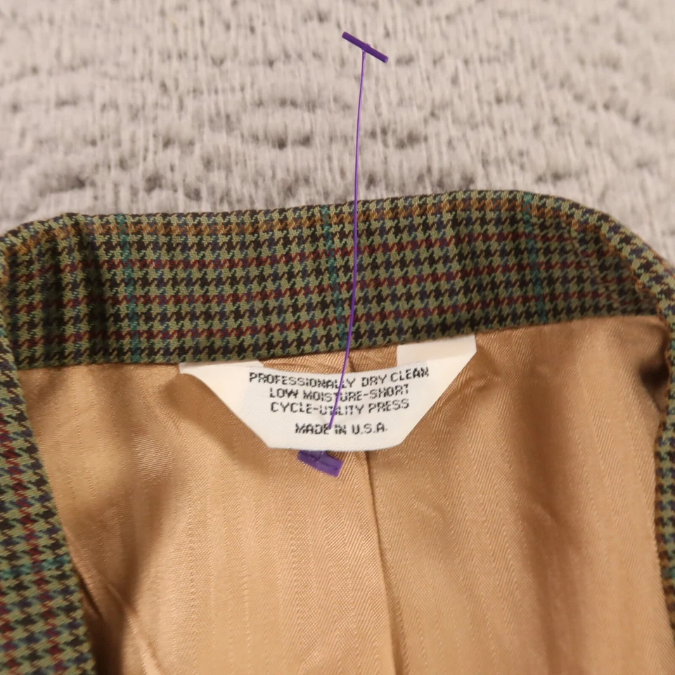 Chaqueta Gun Club Check M MT Verde Azul Pata de Gallo Poliéster Lana Blazer 41L Foto 3 de 4