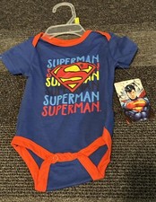 NEW Baby Boys Superman Bodysuit 3 - 6 Months Creeper Outfit Blue DC Comics Hero