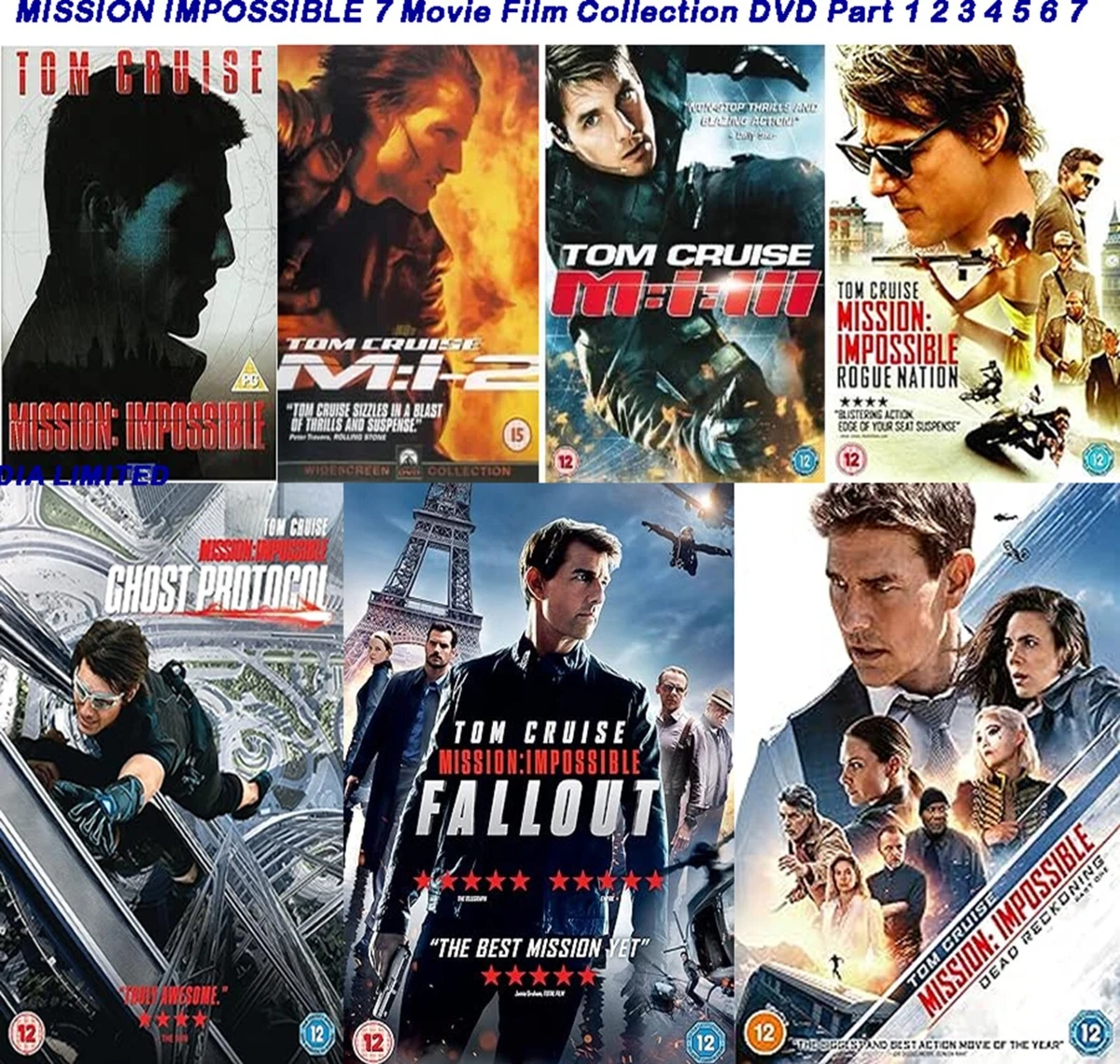 MISSION IMPOSSIBLE 1-7 Complete Movie Film Collection DVD Part 1 2 3 4 5 6  7 New