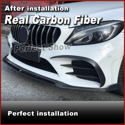 Para Mercedes W205 C205 A205 C300 19+ Carbon Front Canards Aletas Flaps Splitter - Imagen 5 de 12