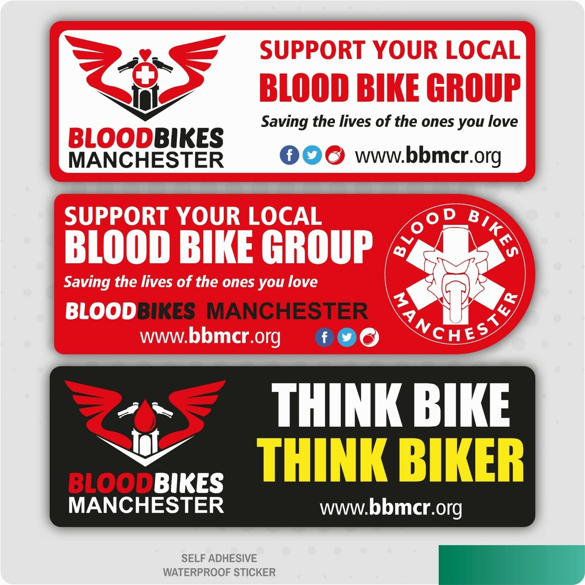 Greater Manchester Blood Bikes Charity Stickers Emergency Bikers
