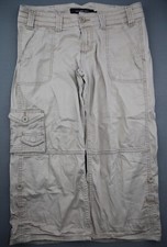 Women's Calvin Klein Roll Up Cargo Capri Mid Rise Stretch Beige Size 4  30x19 