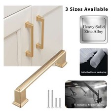 Square Brushed Champagne Gold Solid Cabinet Handles Pulls Kitchen Bathroom
