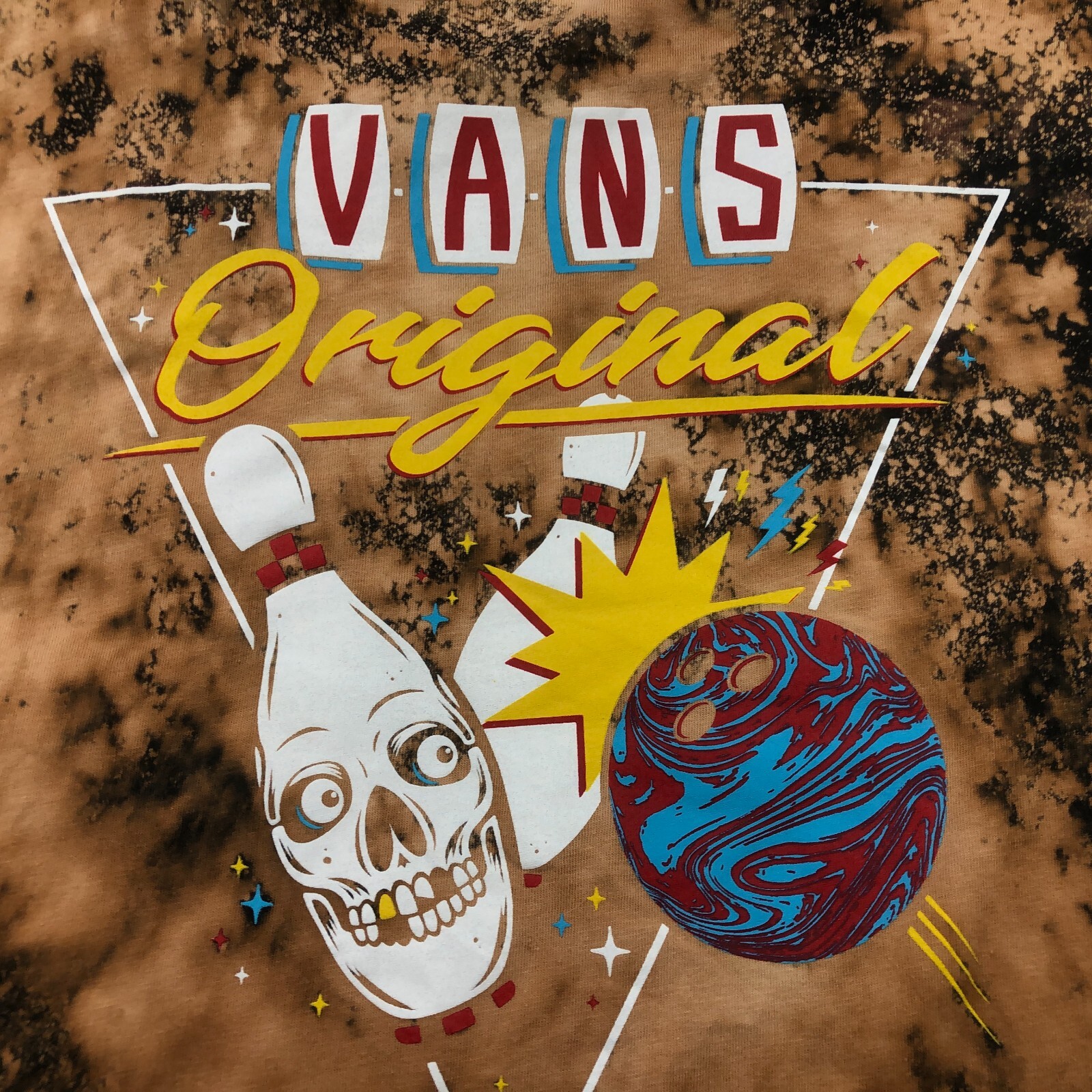 Vans Shirt Mens 2XL Brown Short Sleeve Graphic Skate Bleached Skulls Bowling eBay