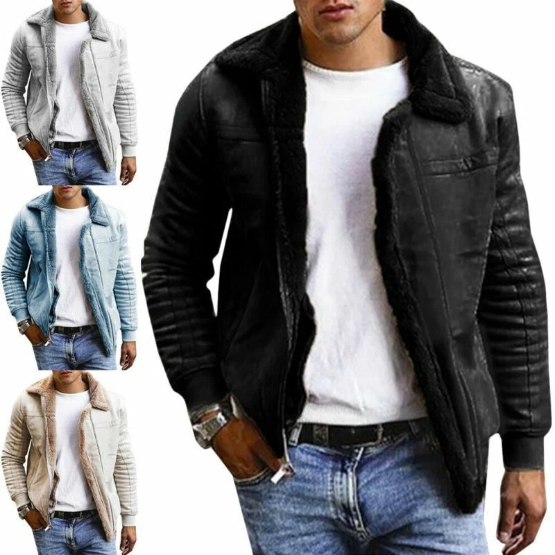 Mens Fur Lined Winter Fleece Coat Outwear Jacket Zip Up Long Sleeve Casual Warm#
Opens in a new wind
