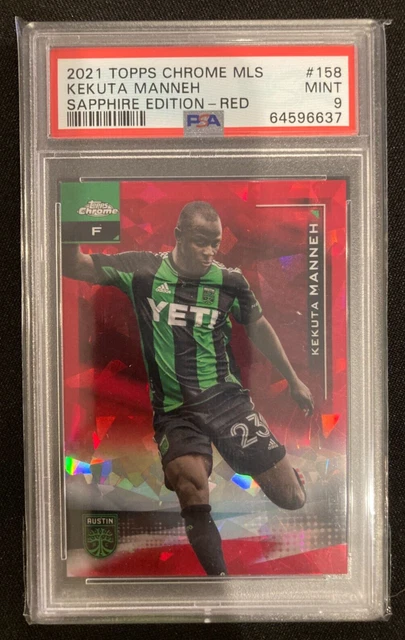2021 Topps Chrome Sapphire MLS Kekuta Manneh #158 Red 2/5 Austin FC PSA 9 🔥