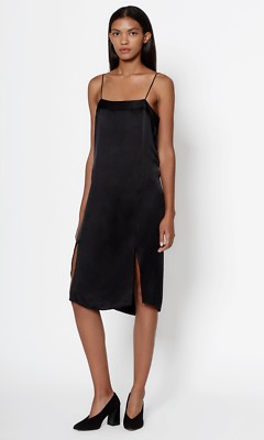 equipment black silk dress EQUIPMENT Silk Satin Slip Dress in Black Size Medium M