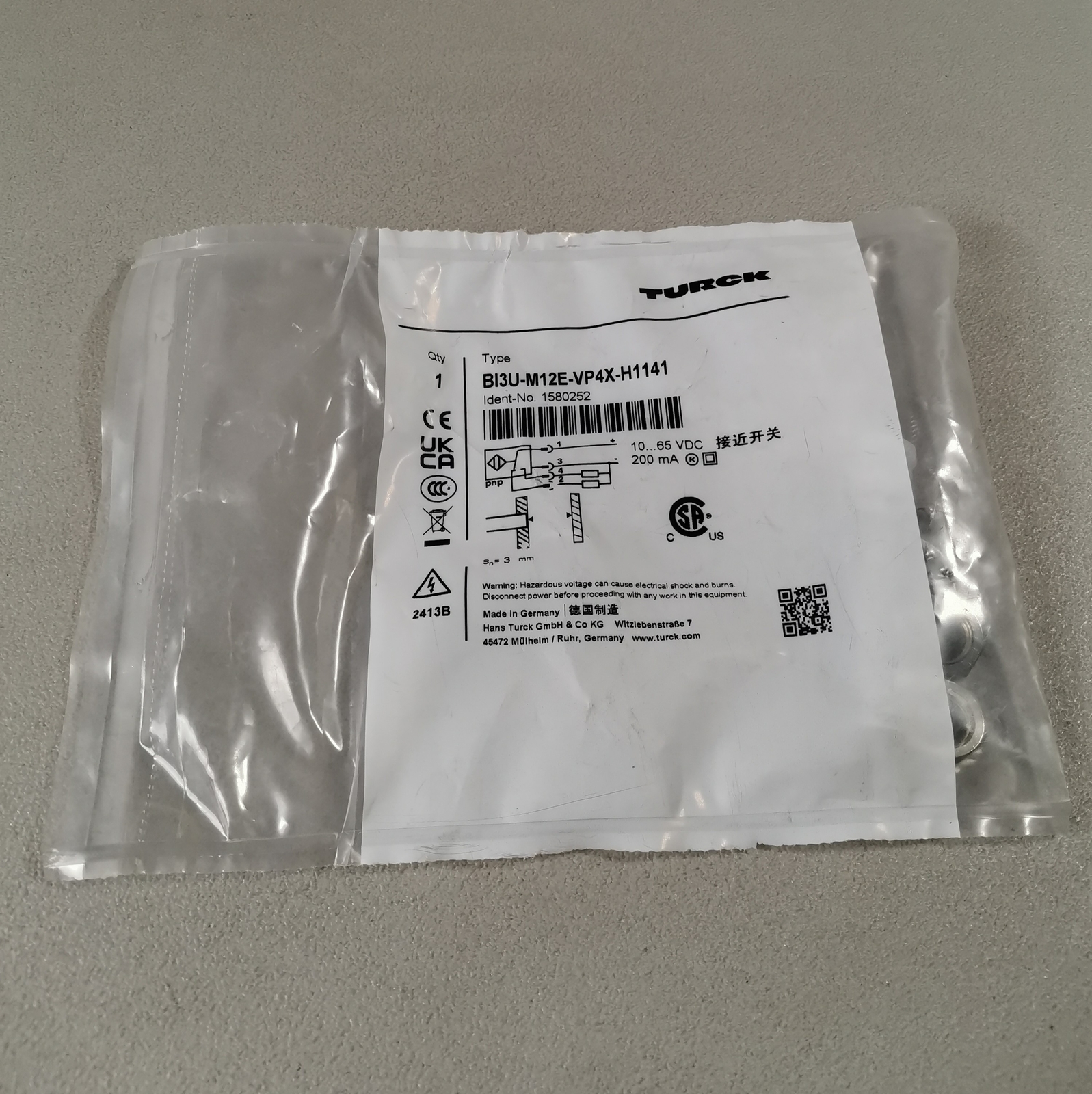 Turck 1580252 BI3U-M12E-VP4X-H1141 NEW Original Packaging