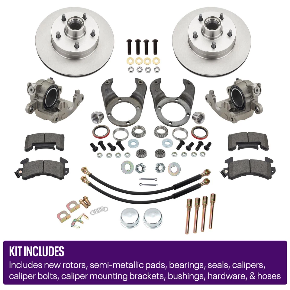 Kit de frenos de disco, 5 en 4-3/4, pinza métrica, se adapta al husillo Ford 1937-48 Foto 3 de 4