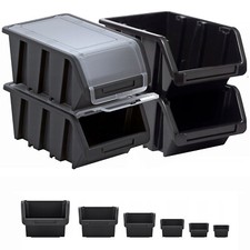 Storage Bins Plastic Order Picking Parts Boxes Lid Scooped Front Stackable Wall
