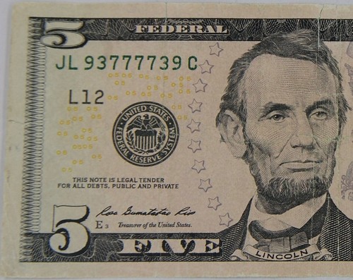 $5 "Radar Note Trinary" Fancy Serial # "93777739" 2009 - Picture 4 of 5