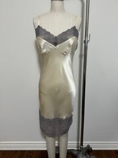 Women's Silk Sleepwear 100 Silk Slip Chemise, 20198, Ivory, XS labeled as S 