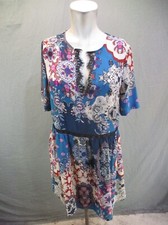 Unbranded Size S Womens Multicolor Paisley Lace V-Neck Short Sleeve Dress 748