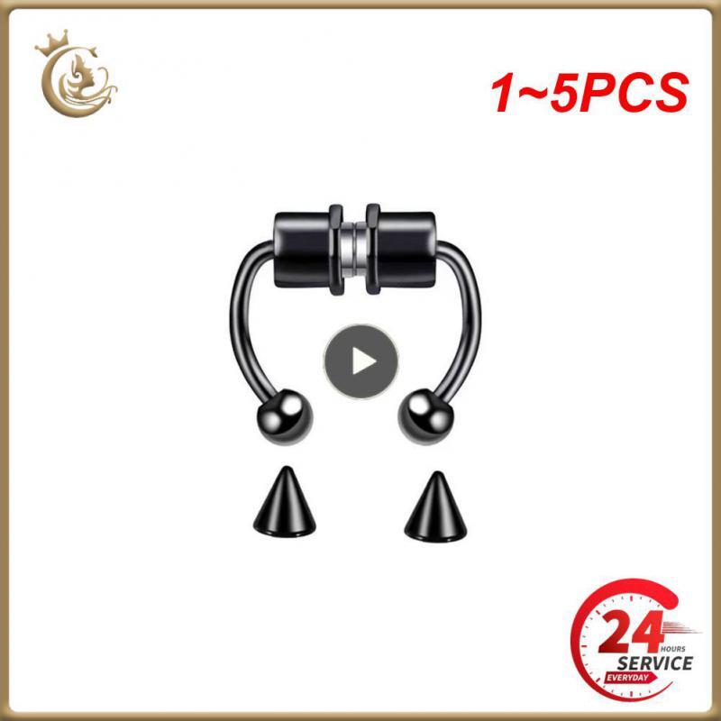 1~5PCS Stainless Steel Magnet Nose Ring Horseshoe Ring Nose Clip Non-pierced Nos