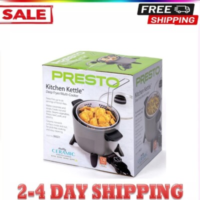 Presto Kitchen Kettle Ceramic Deep Fryer/Multi-Cooker, 06021 New US