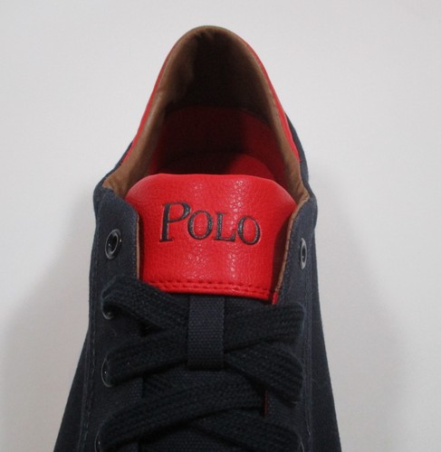 POLO RALPH LAUREN SIZE 16 D BLUE RED MENS CANVAS HARVEY FASHION SNEAKER SHOE - Picture 16 of 18