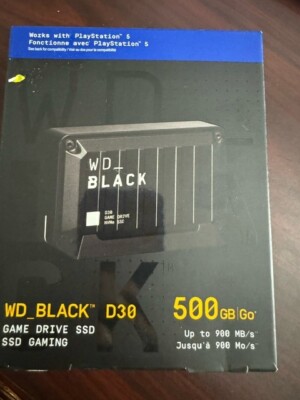 New WD BLACK D30 500GB SSD, USB-C, External Solid State Drive - Black...
