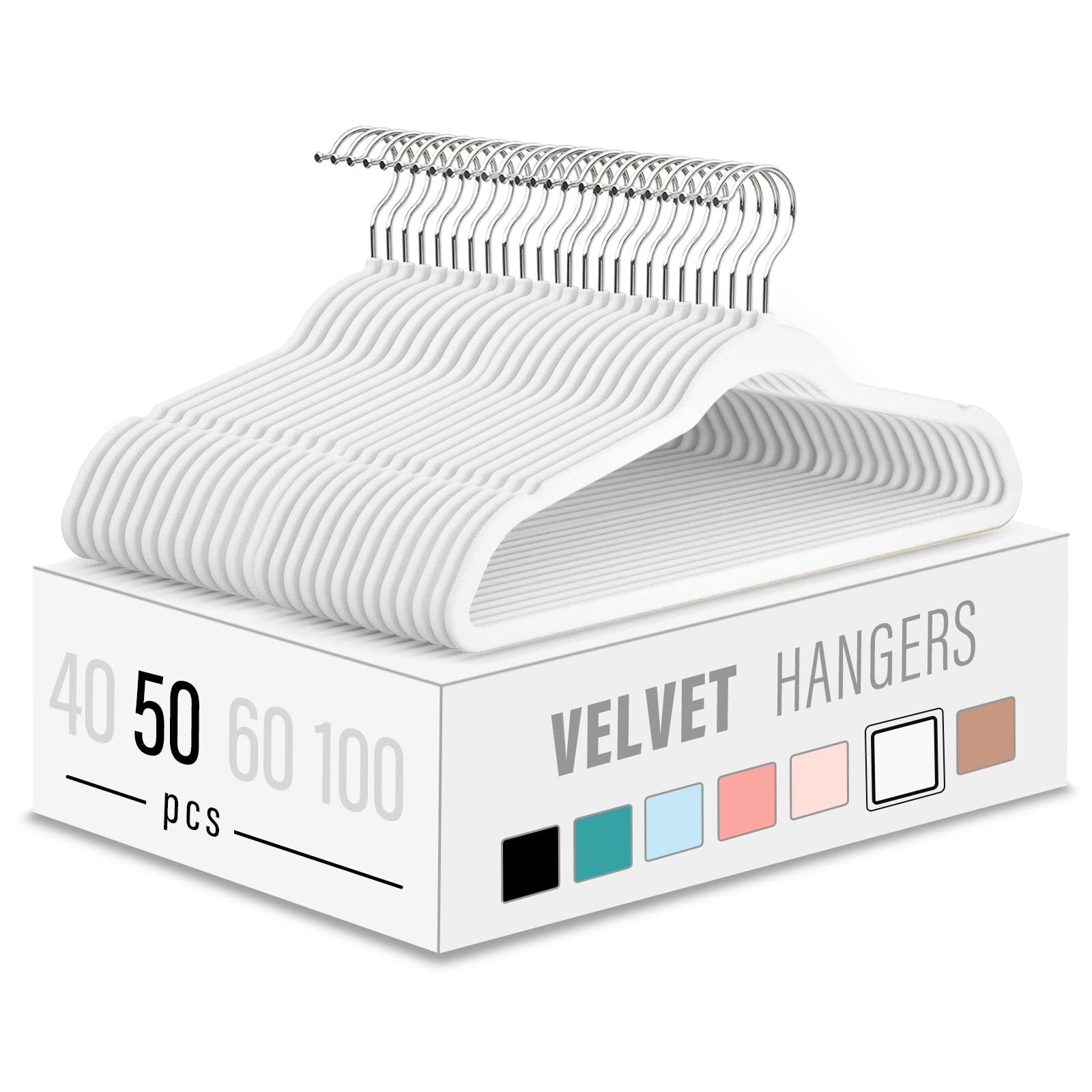 50-Pack Velvet Clothes Hangers: Heavy Duty, Durable Suit Hangers in Vibrant Colors for Wardrobe Organization