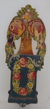 Streichholzwandbeh&auml;lter bemalt mit bunten Blumen Holz um 1925 (101776)