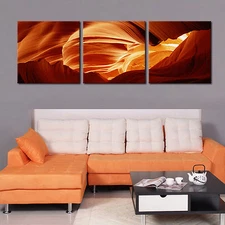 Antelope Canyon/Ready to Hang 3 panel Mounted Wall Art Print/Improved Canvas Art