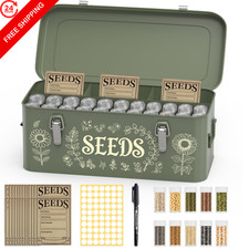 Dexyino Metal Seed Storage Organizer, 4 13.2"L x 7.3"W x 5.2"H, Green