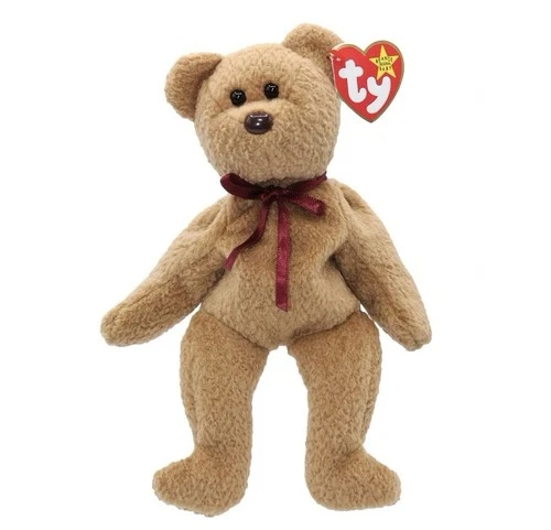 Vintage TY Beanie Baby Curly Bear Brown Nose New with Tags Fast Shipping