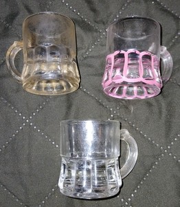 Vintage Lot of 3 Glass Federal Beer Mug Shot Glasses- Very Cool!