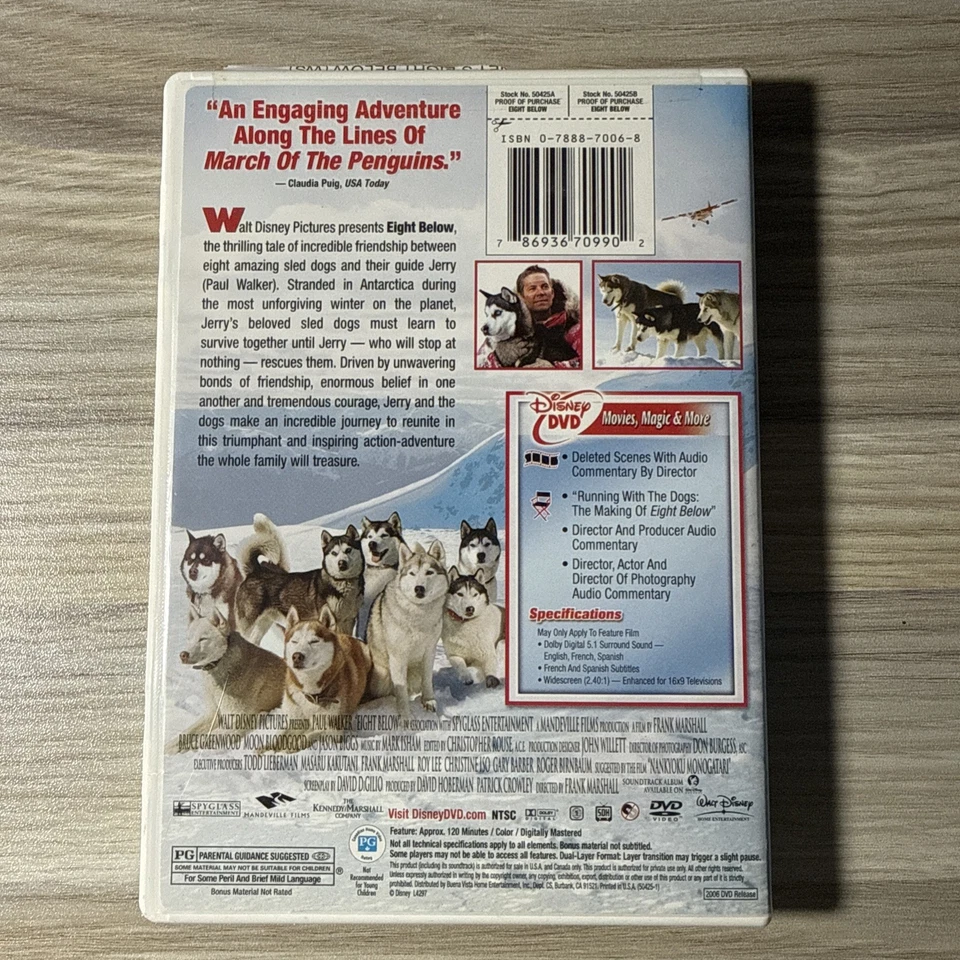 Eight Below (DVD, 2006 Widescreen) 8 Paul Walker - Image 2 of 2