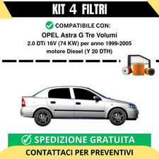 Kit 4 Filtri Tagliando per OPEL Astra G Tre Volumi 2.0 DTi 16V 74 kw Diesel 1...