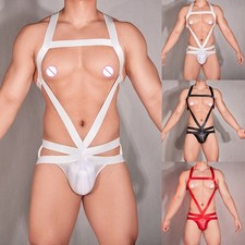 Harness Underwear Jockstrap Jumpsuits Leotard Mens Oil Shiny Solid New