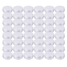 48 Pack Mini Round Aluminum Tins 0.5 OZ 15 ML Lip Balm Container with Screw T...