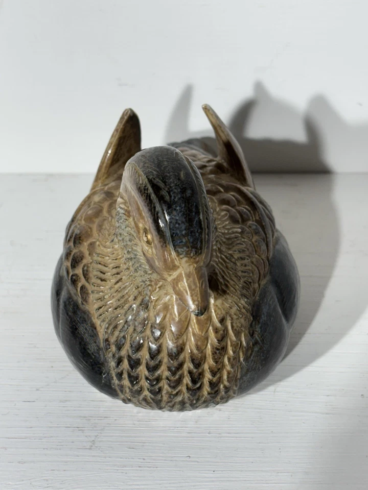 Винтажная коричневая керамическая фигурка птицы мандарин утка  - Изображение 2 из 4
