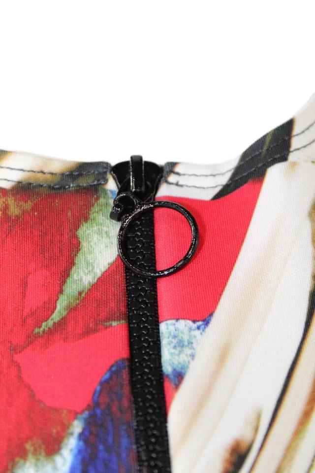 Traje de baño Clover Canyon para mujer estampado abstracto con cremallera multicolor talla M Foto 3 de 4