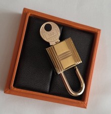 HERMES Rose Gold Pink Gold Cadena Padlock Key Birkin Lock 160