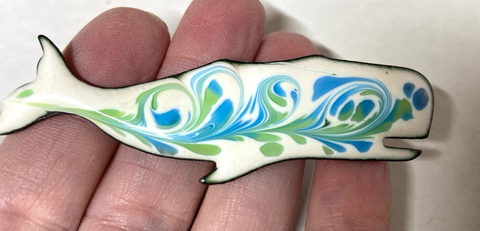 6 pcs. Wholesale Lot-Enamel on Copper SM. FISH PIN-ARTISAN Made-Inga Enamels