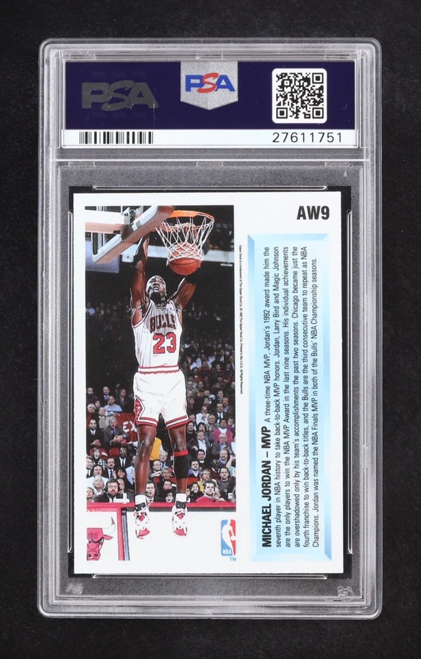 [PSA 7] 1992 ВЕРХНЯЯ ПАЛУБА НАГРАДА ПОБЕДИТЕЛЬ ГОЛОГРАММА #AW9 MICHAEL JORDAN 🏀 РЕДКАЯ 🏀 - Изображение 2 из 2