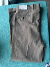 Paul Frederick Italian Collection Dress Pants 35x31 Cuffed tan Pleated Wool