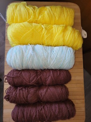 Mixed Lot of 6 Yarn, assorted materials. total weight 19.6oz.