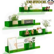 Acrylic Floating Shelves Wall Organizer 4 Pack Space Saving Display Storage New