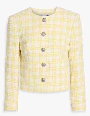 VERONICA BEARD, NWT $598, Nathan Yellow/white checked tweed jacket, Size 12