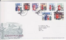 GB Stamps First Day Cover Christmas / Xmas, post boxes, card, snow, dog SHS 2018