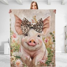 for Adorable Pig Plush Flannel Blanket Soft, Comfy  Lightweight Warm, Fuzzy,...
